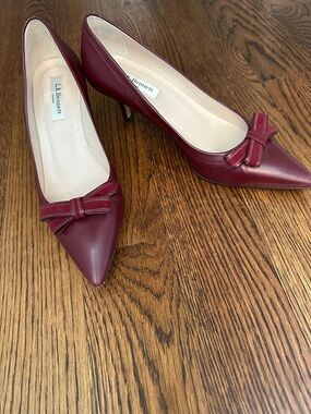 LK Bennett Burgundy Pointed Toe Bow Pumps